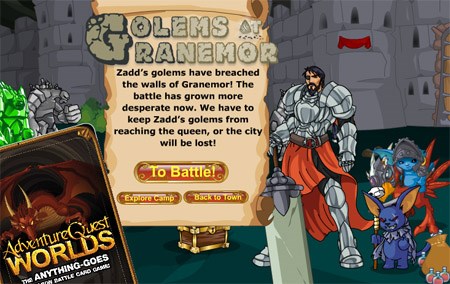 Golem War in free online game AdventureQuest