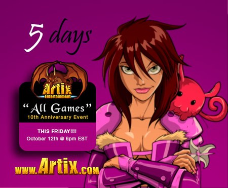 5 days untli Artix Entertainment's 10th anniversary event
